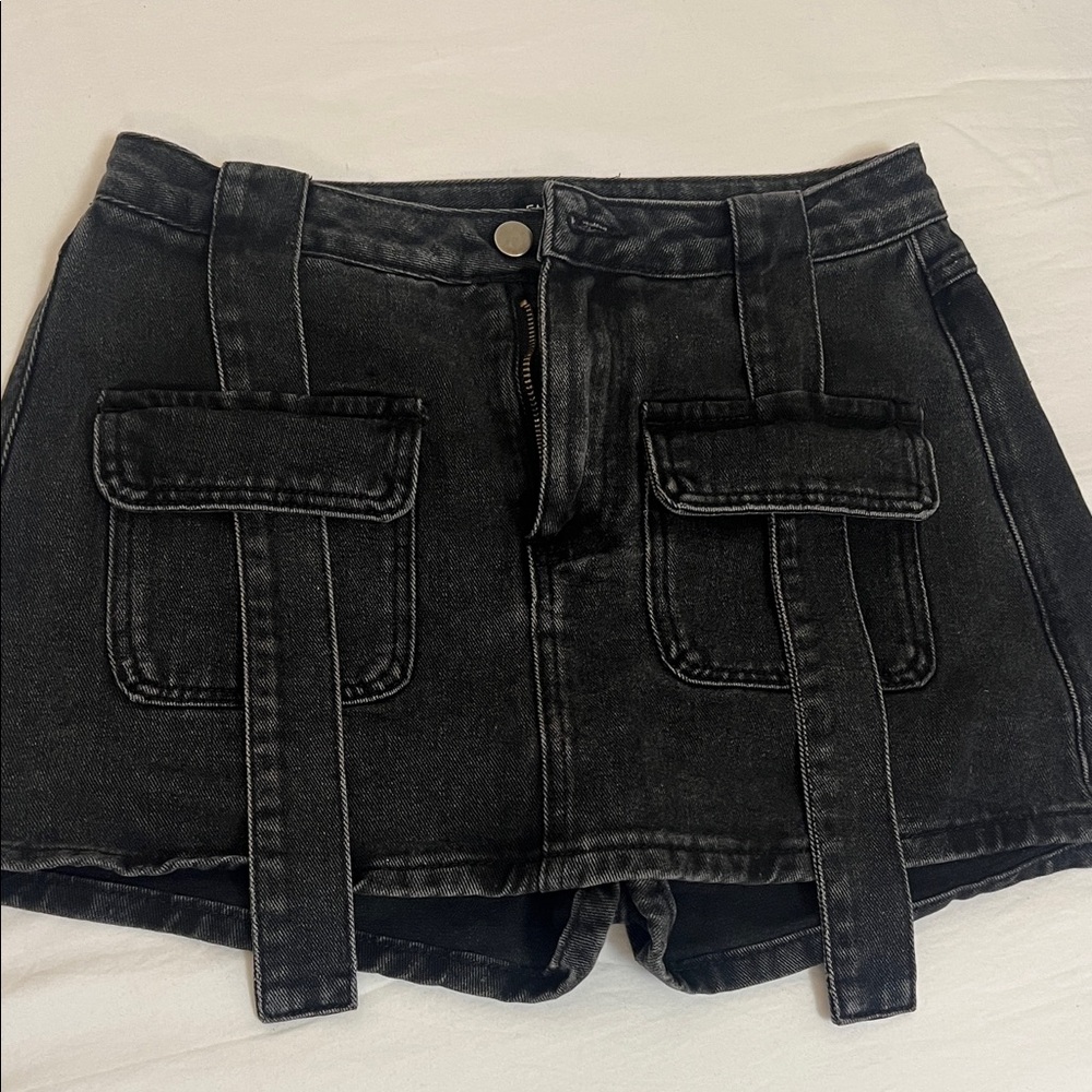 FashionNova Black Denim Women Skort